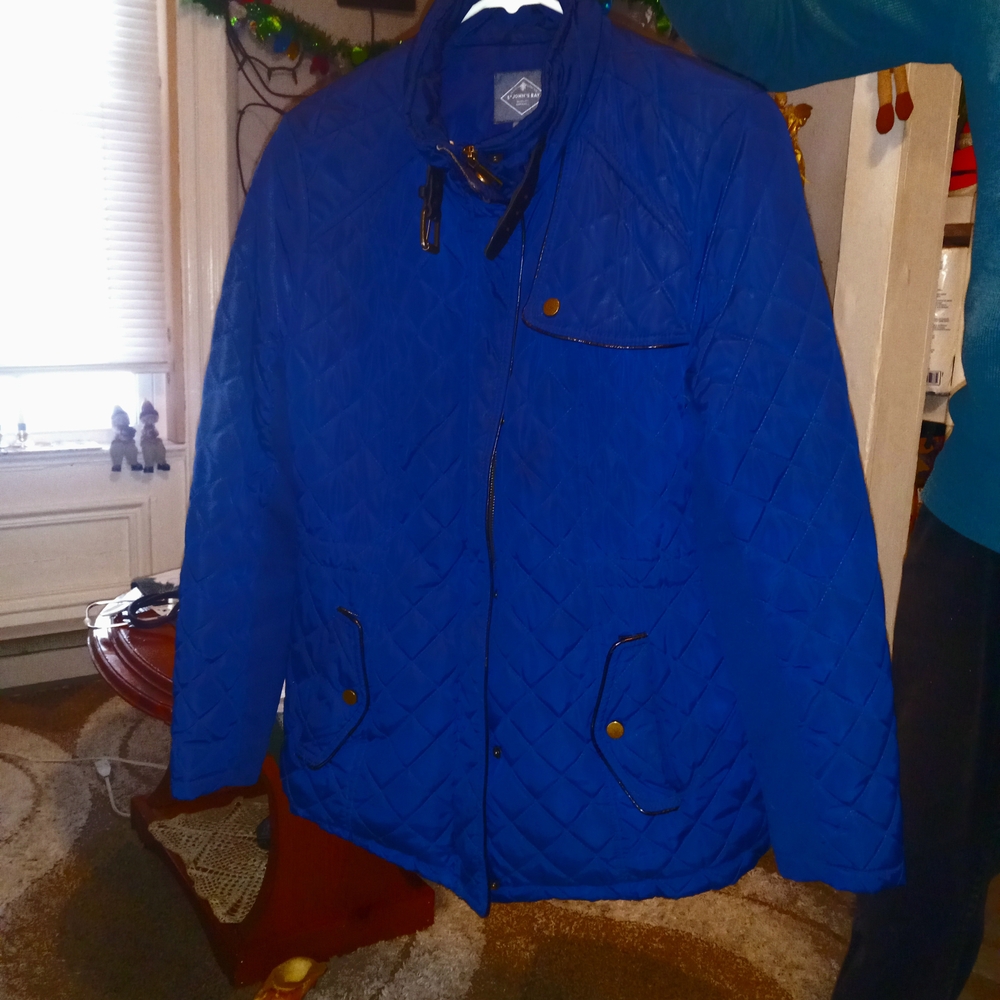 St. John Collection Blue Quilted Puffer Jacket